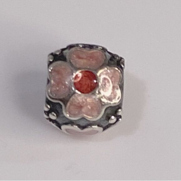 Pandora Sterling Silver Daisy Flower with Red and Pink Enamel Bead - Picture 9 of 13